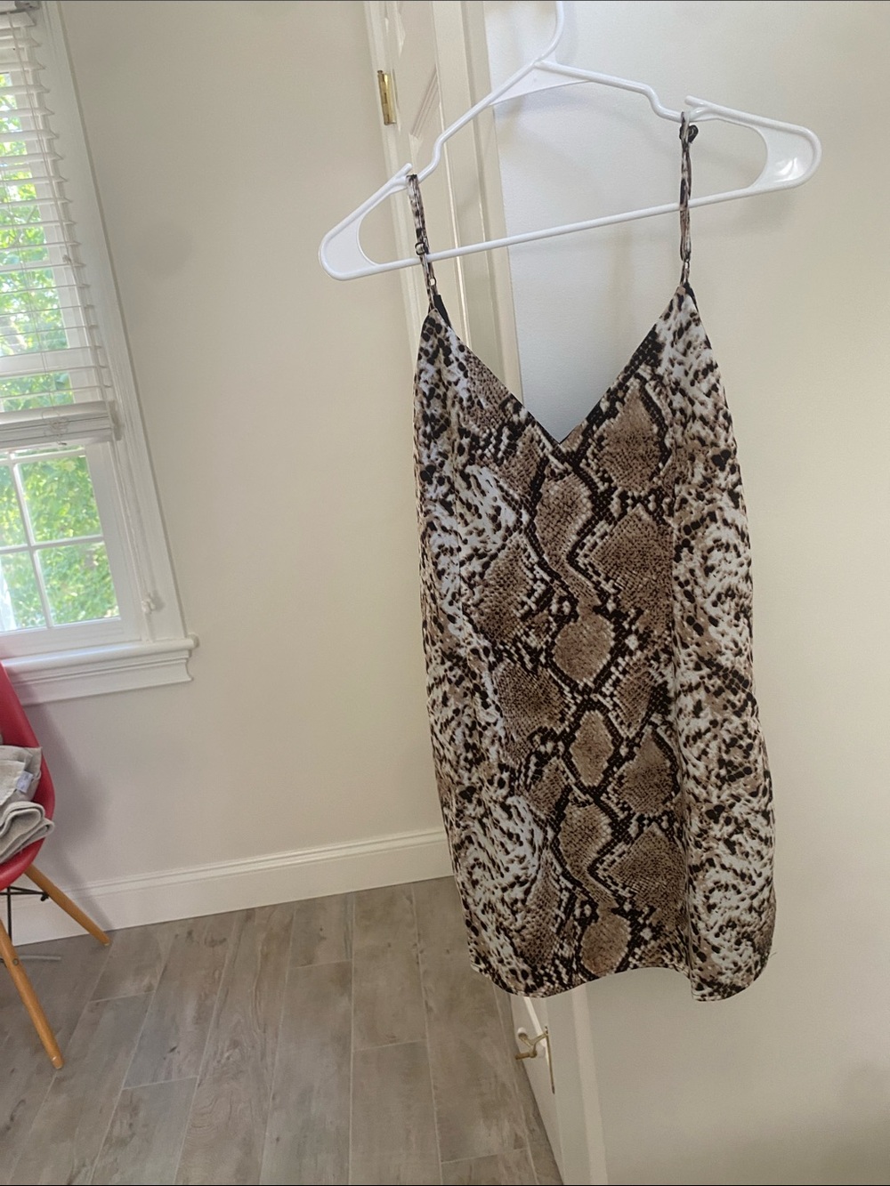Superdown Snakeskin Print Slip Dress with V-Neckline - Brown/Black
